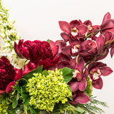 Chic Holiday Blooms Flower Arrangement Closeup