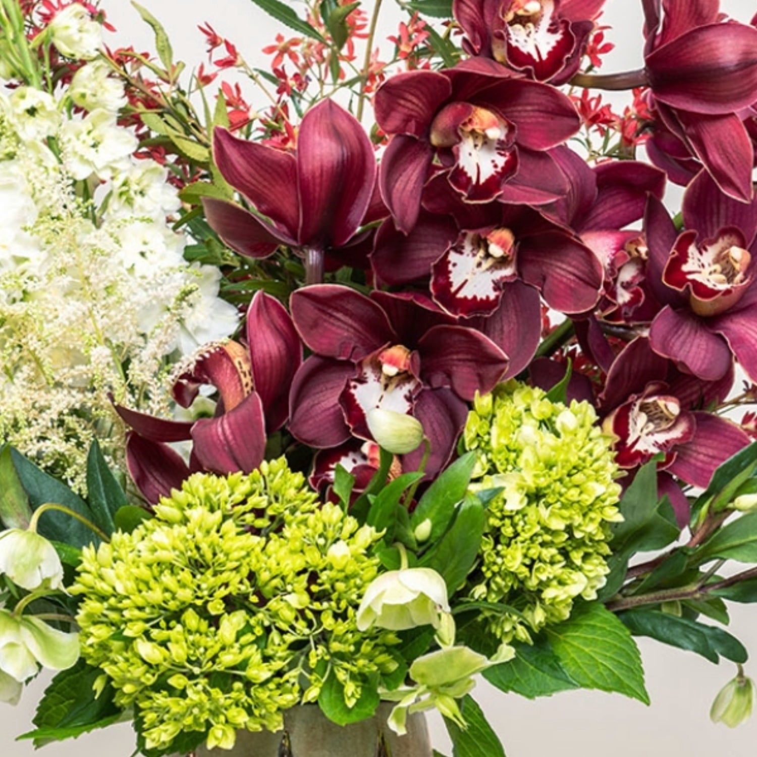 Luxe Holiday Flower Arrangement Closeup