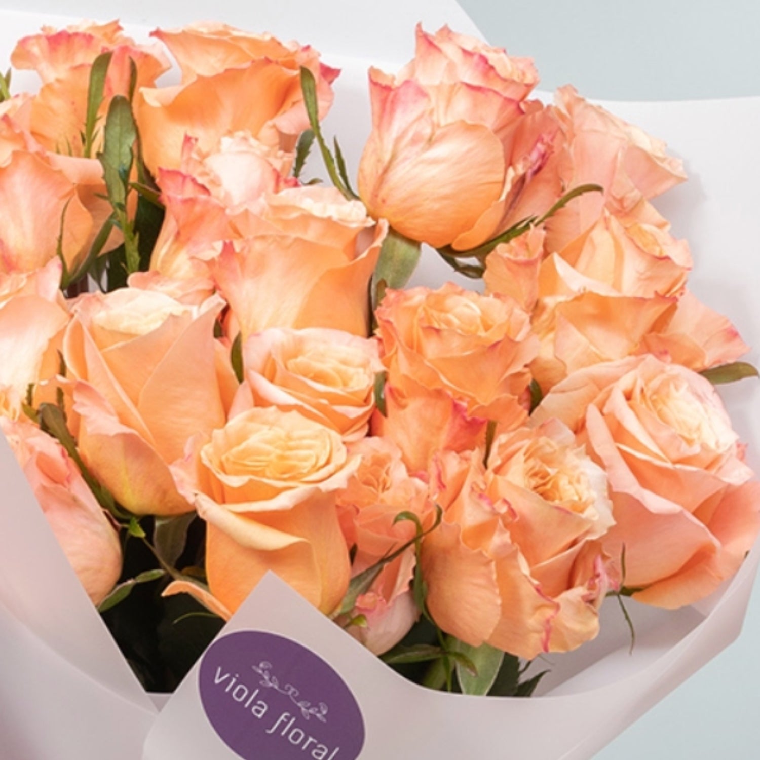 Orange Crush Peach Roses Bouquet Closeup